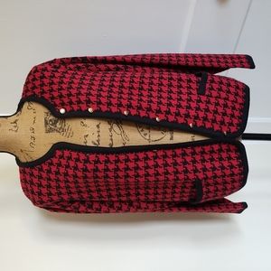Vintage Plaid Red and Black Button Up Cardigan Size L